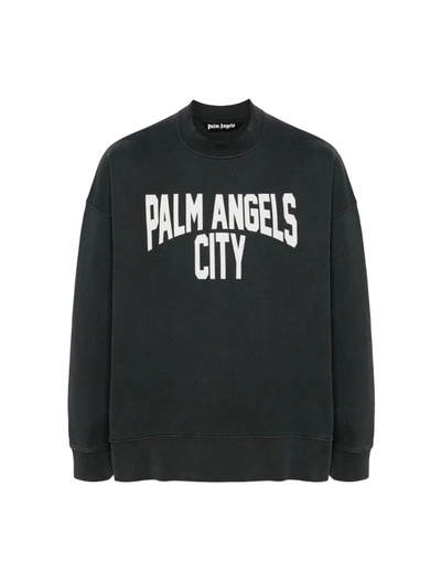 Shop Palm Angels Pa City Washed Cotton Sweatshirt In Grey