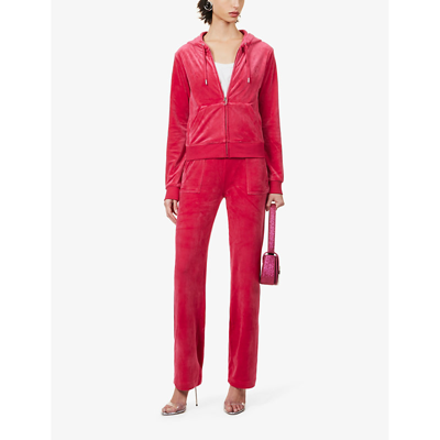 Shop Juicy Couture Women's Raspberry Sorbet Robertson Logo-embroidered Velour Hoody