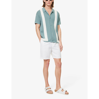 Frescobol Carioca Barretos Pointelle-knit Short-sleeve Shirt In Cloud Blue