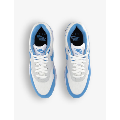 Shop Nike Mens White University Blue Ph Air Max 1 Panelled Leather Low-top Trainers