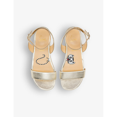 Shop Christian Louboutin Girls Platine Kids Melodie Chick Leather Sandals 4-9 Years