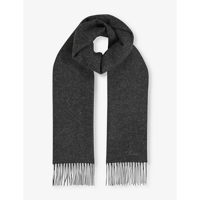 Shop Reiss Men's Charcoal Picton Fringed-trim Wool And Cashmere-blend Scarf