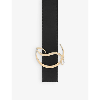 Shop Christian Louboutin Womens Black Cl Logo-buckle Leather Belt