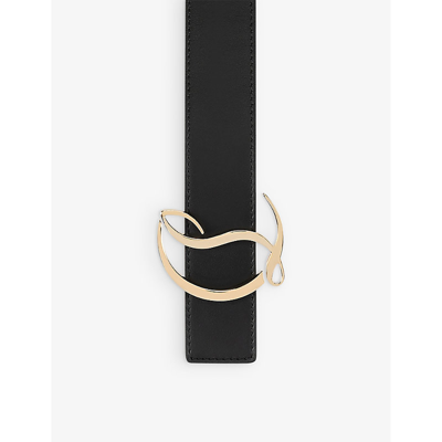 Shop Christian Louboutin Women's Black Cl Logo-buckle Leather Belt