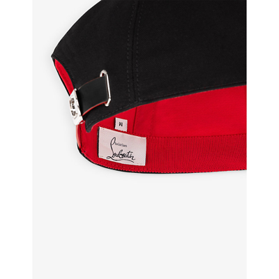 Shop Christian Louboutin Men's Black Mooncrest Logo-embroidered Cotton-canvas Cap