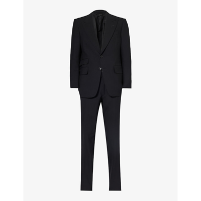 Shop Tom Ford Shelton Peak-lapel Stretch-wool Suit In Black