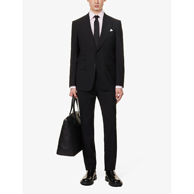 Shop Tom Ford Men's Black Shelton Peak-lapel Stretch-wool Suit