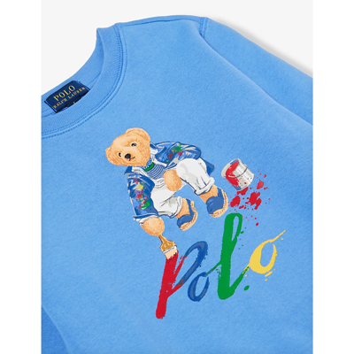 Shop Polo Ralph Lauren Boys Blue Kids Baby Boy Brand-print Cotton-blend Sweatshirt