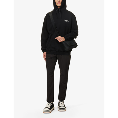 Shop 247 By Represent Men's Black Brand-print Kangaroo-pocket Cotton-jersey Hoody