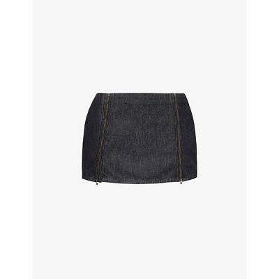 Shop Miaou Women's Black Ezra Dark-wash Denim Mini Skirt