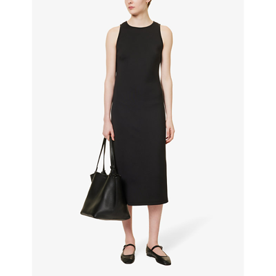 Shop Max Mara Womens Black Baccano Round-neck Stretch-woven Maxi Dress
