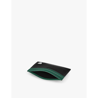 Aspinal Of London Black Slim Brand-plaque Leather Card Holder In Black