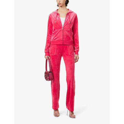 Shop Juicy Couture Womens Raspberry Sorbet Brand-embroidered Elasticated-waist Velour Jogging Bottoms