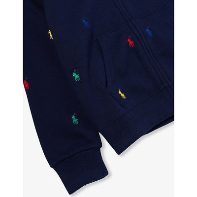 Shop Polo Ralph Lauren Boys' Brand-embroidered Cotton-blend Hoody In Navy
