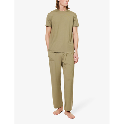 Shop Derek Rose Men's Green Basel Relaxed-fit Stretch-modal Trousers