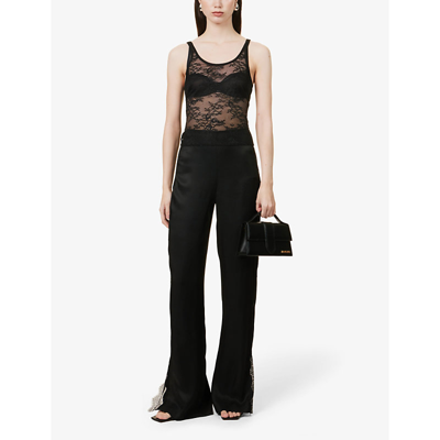 Shop Bec & Bridge Women's Black Avenida Slim-fit Stretch-lace Top