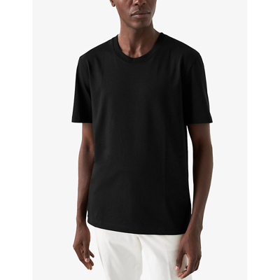 Shop Eton Crewneck Organic Cotton-jersey T-shirt In Black