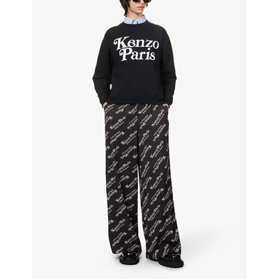 Shop Kenzo Womens Black X Verdy Brand-print Cotton-jersey Sweatshirt