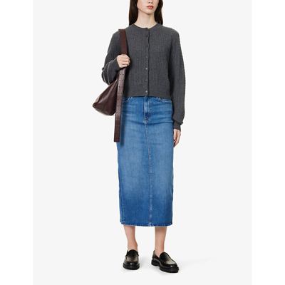 Shop Mother Womens New Sheriff In Town The Pencil Pusher High-rise Stretch-denim Midi Skirt
