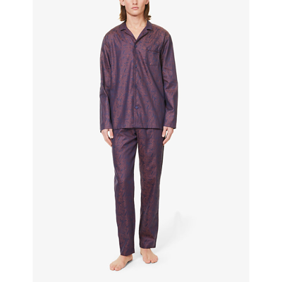Shop Hanro Men's Traditional Paisley Paisley-pattern Relaxed-fit Cotton Pyjama Set