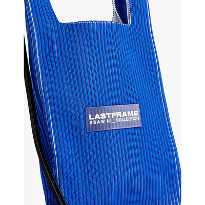 Shop Lastframe Blue X Off White Kasane Market Mini Knitted Shoulder Bag