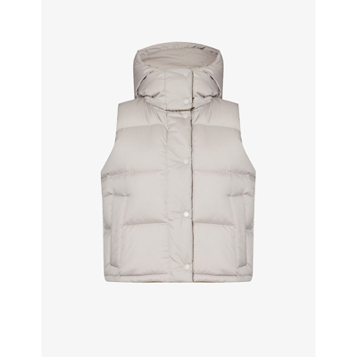 Shop Lululemon Women's Heathered Natural Ivory Wunder Puff Funnel-neck Shell-down Gilet