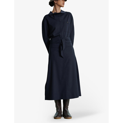 Soeur Womens Blue Versailles Belted Stretch-woven Midi Skirt In Blue