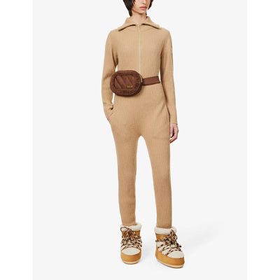 Shop My Sunday Ski Women's Salted Caramel High-neck Relaxed-fit Wool And Cashmere-blend Jumpsuit