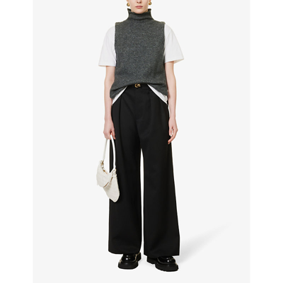 Shop Proenza Schouler White Label Lily High-neck Wool-blend Knitted Top In Grey Melange