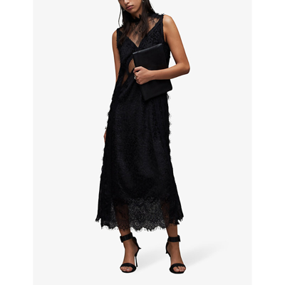 Shop Allsaints Women's Black Mila Lace Mini Dress
