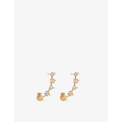 Shop Versace Crystal Medusa Gold-tone Metal Ear Cuff In  Gold Crystal