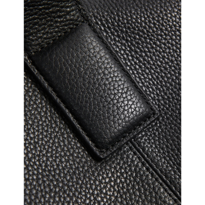 Shop Reiss Black Carter Logo-embossed Leather Travel Bag