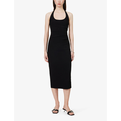 Shop Bec & Bridge Cyndie Halterneck Stretch-woven Midi Dress In Black