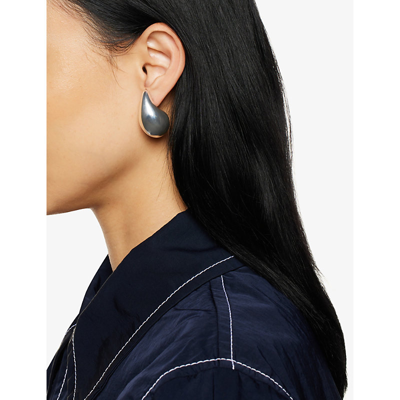 Bottega Veneta Drop Logo-engraved Sterling-silver Earrings In Silver