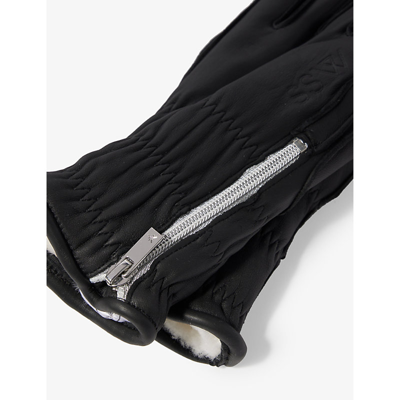 Shop My Sunday Ski Women's Jet Wanderlust Quilted Leather Gloves In Black