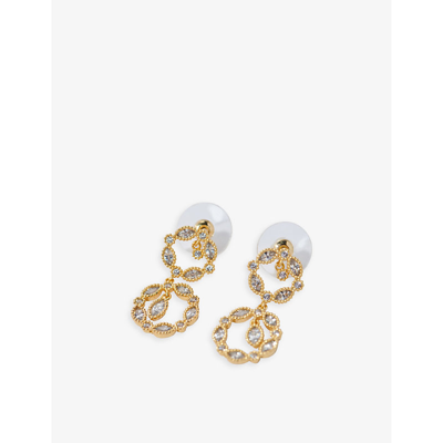 Shop Maje Womens Or Rhinestone-embellished Gold-toned Brass Drop Earrings
