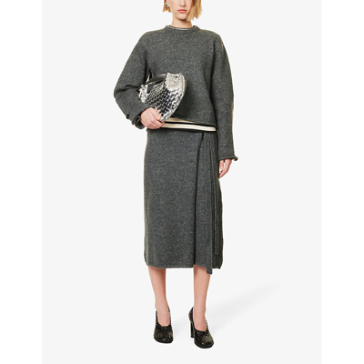 Shop Proenza Schouler White Label Zadie Wrap-around Wool-blend Knitted In Grey Melange