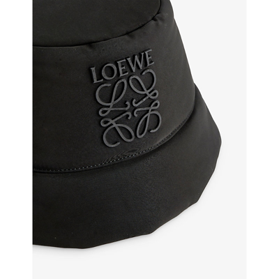 Shop Loewe Men's Black Brand-embroidered Shell Bucket Hat