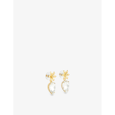 Shop Lelet Ny Women's Gold Flora 14ct Yellow Gold-plated Metal And Swarovski Crystal Drop Earrings
