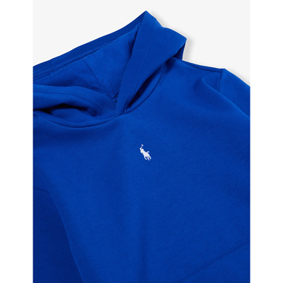 Shop Polo Ralph Lauren Boys Blue Kids Boys' Logo-embroidered Cotton-blend Hoody