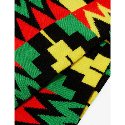 Shop Afropop Socks Graphic-print Stretch-cotton Blend Socks In Zion Green