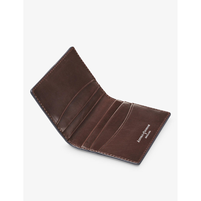 Shop Aspinal Of London Double Fold Leather Card Holder In Chocolate