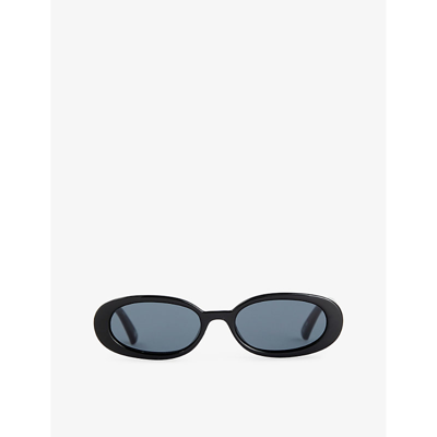 Le Specs Womens Black Outta Love Oval-frame Plastic Sunglasses In Black