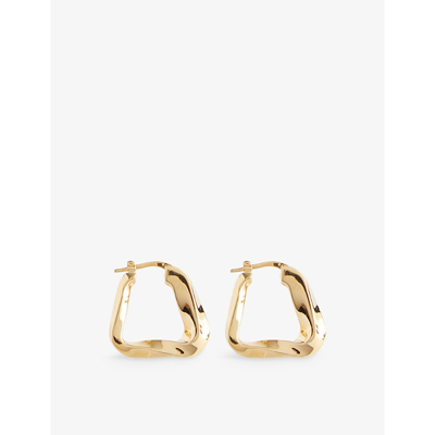 Shop Bottega Veneta Womens Yellow Gold Wave Triangle 18ct Yellow-gold Plated Silver Hoop Earrings