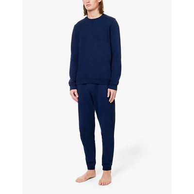 Derek Rose Mens Navy Quinn Relaxed-fit Cotton And Modal-blend Sweatshirt In Navy
