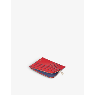 Shop Aspinal Of London Women's Cardinalred Slimline Zip-fastened Pebble-leather Travel Wallet