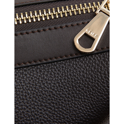 Shop Reiss Chocolate Carter Logo-embossed Leather Holdall