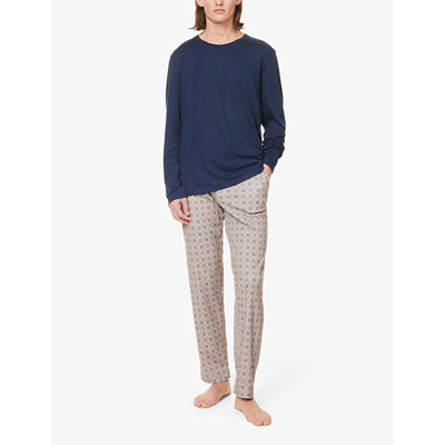 Shop Hanro Patterned Drawstring-waist Cotton-jersey Trousers In Classic Minimal