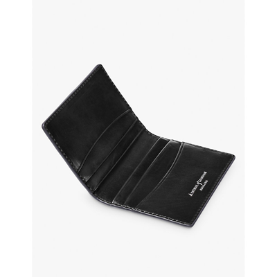 Shop Aspinal Of London Black Double Fold Leather Card Holder