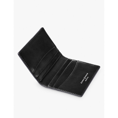 Aspinal Of London Black Double Fold Leather Card Holder In Black